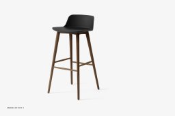 Rely HW123 Thekenhocker mit Kunststoffschale, Walnuss lackiert, Black | &Tradition