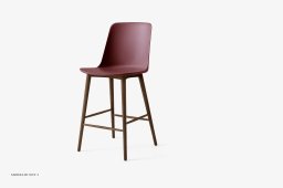 Rely HW128 Thekenhocker mit Kunststoffschale, Walnuss lackiert, Red Brown | &Tradition
