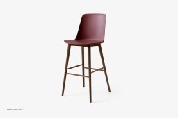 Rely HW133 Thekenhocker mit Kunststoffschale, Walnuss lackiert, Red Brown | &Tradition