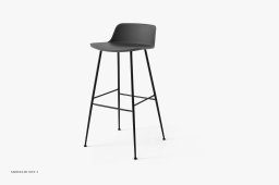 Rely HW86 Thekenhocker mit Kunststoffschale, Schwarz, Stone Grey | &Tradition