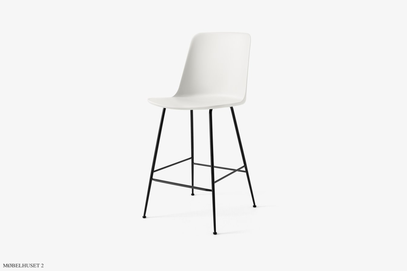 Rely HW91 Thekenhocker mit Kunststoffschale, Schwarz, White | &Tradition