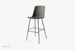 Rely HW96 Thekenhocker mit Kunststoffschale, Schwarz, Stone Grey | &Tradition