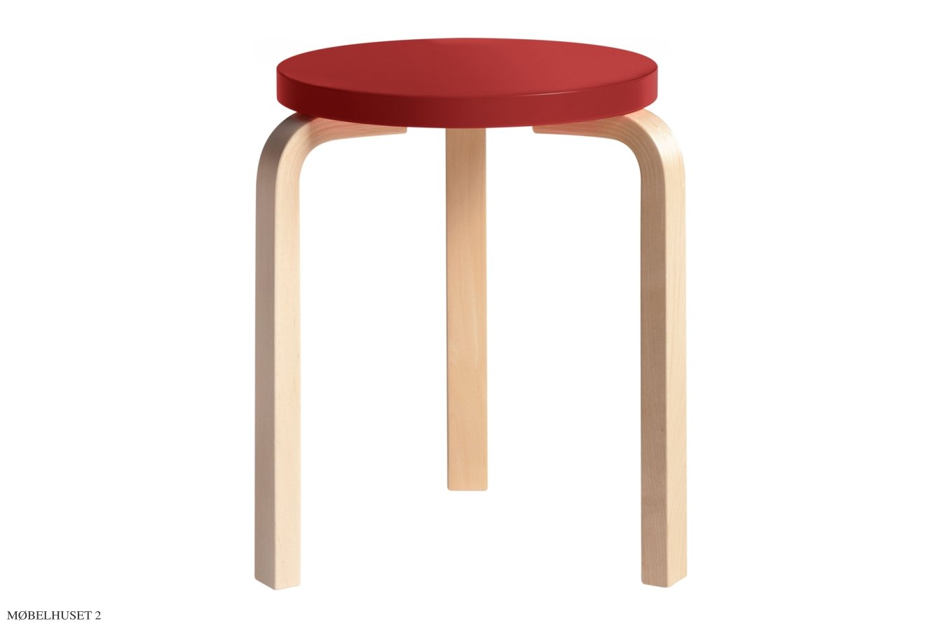 Stool 60 | Farve, Birk/r�d lakeret | Artek
