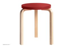 Stool 60 | Farve, Birk/r�d lakeret | Artek