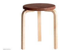Stool 60 | Natur, Birk/l�der Prestige cognac | Artek