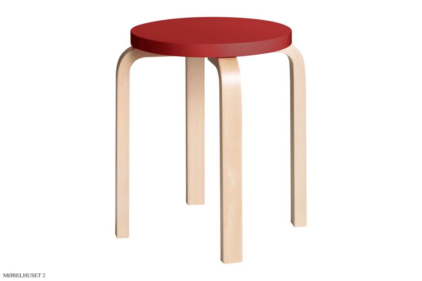 Stool E60 | Farve, Birk/r�d lakeret | Artek