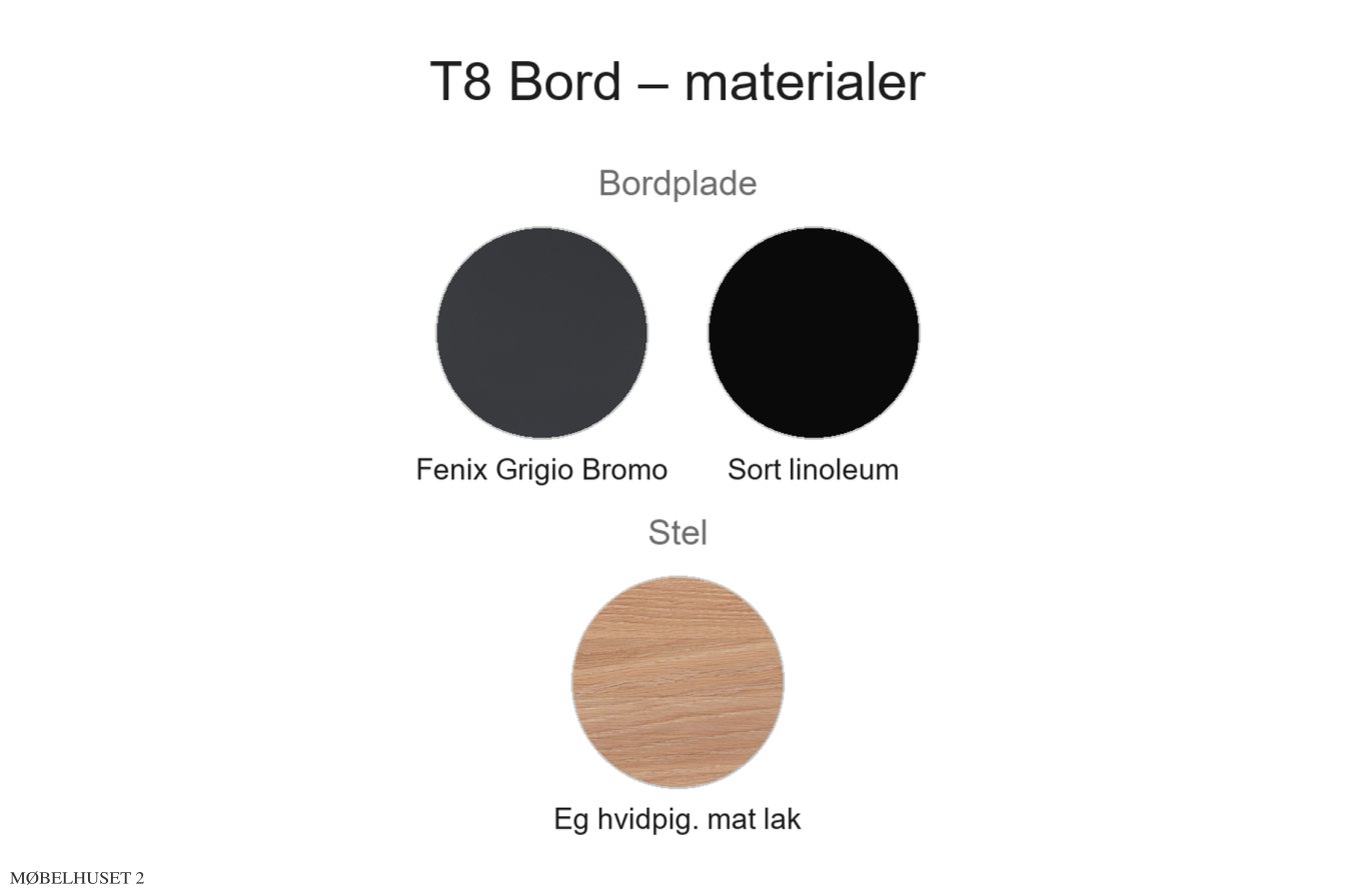 T8 Bord, Material�bersicht | Andersen Furniture