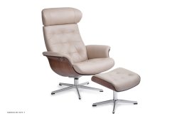 Timeout Large l�nestol, Valn�d, Drejefod aluminium, L�der | Sorrento Sand 60 | Conform