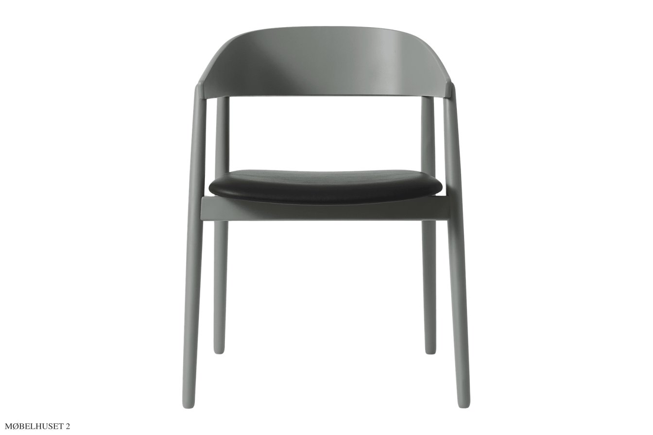 AC2 Stol b�g, Buche grau RAL7042, Leder schwarz | Andersen Furniture