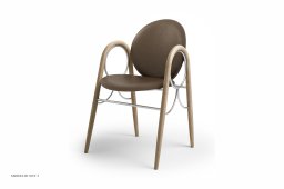 Arkade Chair, Eiche wei� ge�lt, Leder | Cinnamon, Chromgestell | Brdr. Kr�ger
