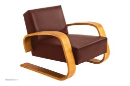 Armchair 400 \"Tank\" Sessel, Honig gebeizt | Elegance Leder indian red | Artek