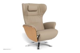 Aviora recliner l�nestol, Eg lak, Drejefod aluminium, L�der | Zero Light beige 60 | Conform