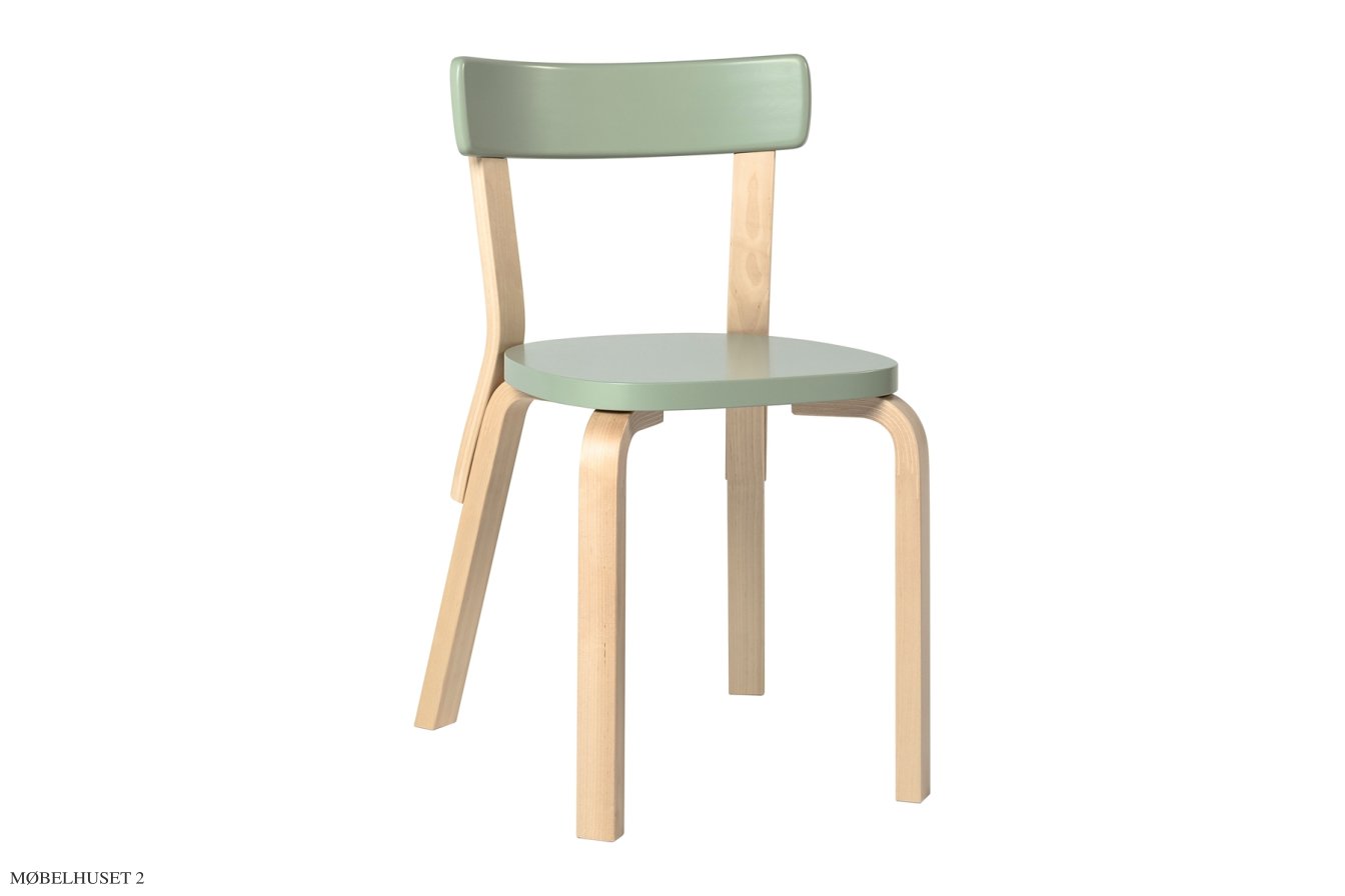 Chair 69 spisebordsstol, Birk/gr�n lakeret | Artek