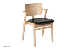 Domus Chair armstol, Lakeret birk | s�de Prestige l�der sort | Artek