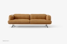Inland AV23 Sofa, Warm Black, Noble Anilinleder Cognac | &Tradition
