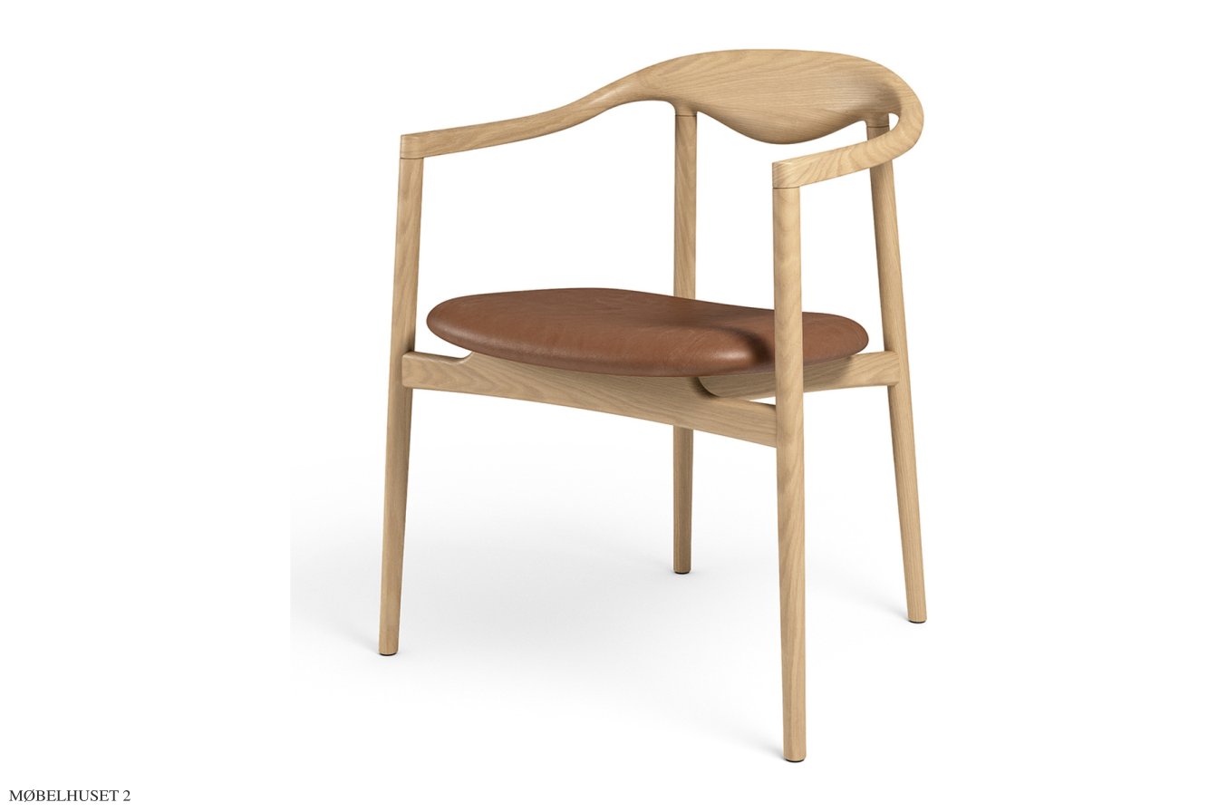 JARI Spisebordsstol, Eiche ge�lt, Leder | Brandy | Brdr. Kr�ger