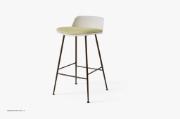 Rely HW82 Thekenhocker mit Kunststoffschale und Sitzkissen, Bronziert, White, Fuse 0421 | &Tradition