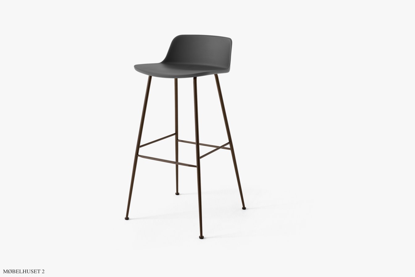 Rely HW86 Thekenhocker mit Kunststoffschale, Bronziert, Stone Grey | &Tradition