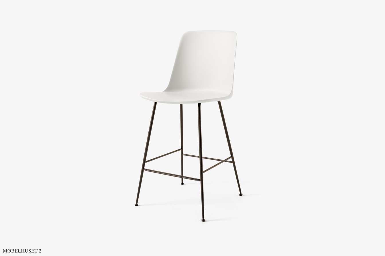 Rely HW91 Thekenhocker mit Kunststoffschale, Bronziert, White | &Tradition