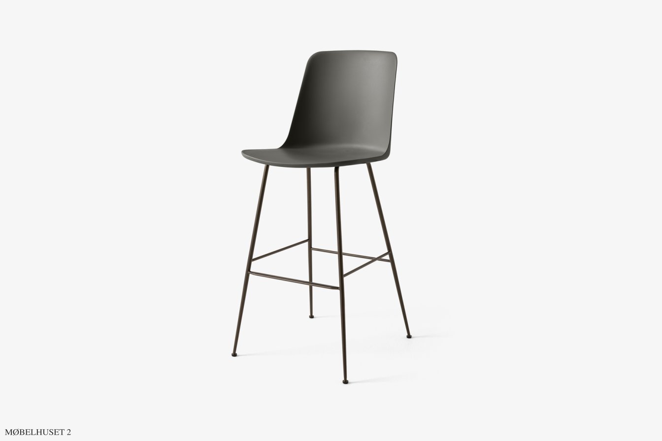 Rely HW96 Thekenhocker mit Kunststoffschale, Bronziert, Stone Grey | &Tradition