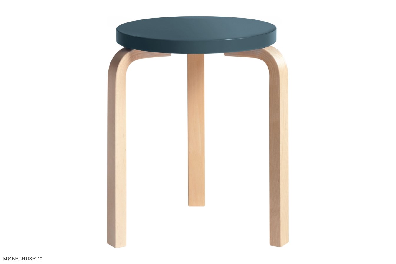 Stool 60 | Farve, Birk/bl� lakeret | Artek