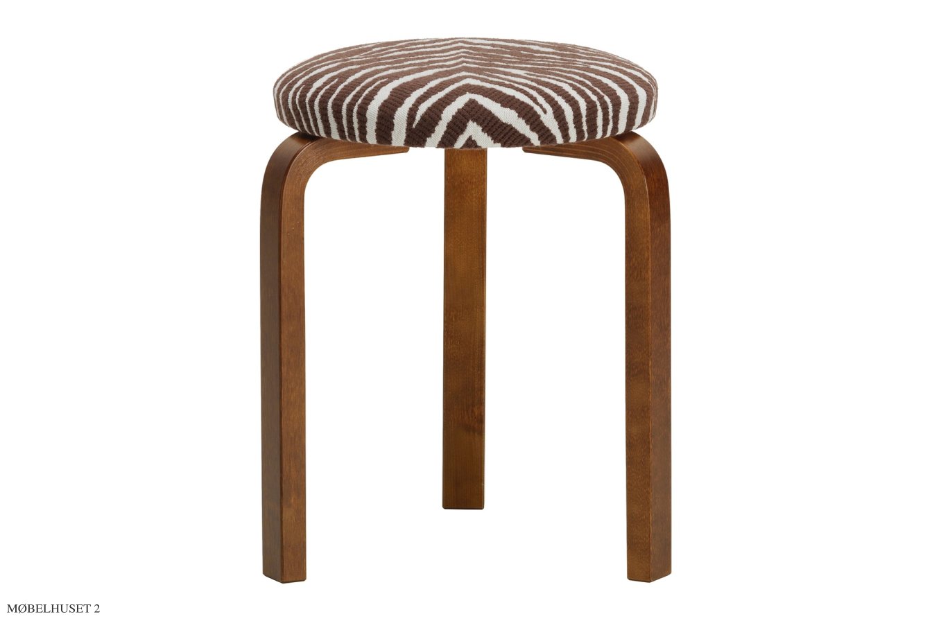 Stool 60 | Natur, Valn�d bejdse/Zebra brun-hvid stof | Artek