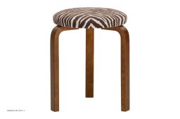 Stool 60 | Natur, Valn�d bejdse/Zebra brun-hvid stof | Artek