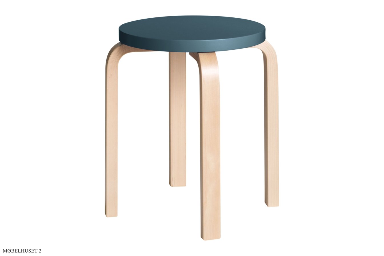 Stool E60 | Farve, Birk/bl� lakeret | Artek