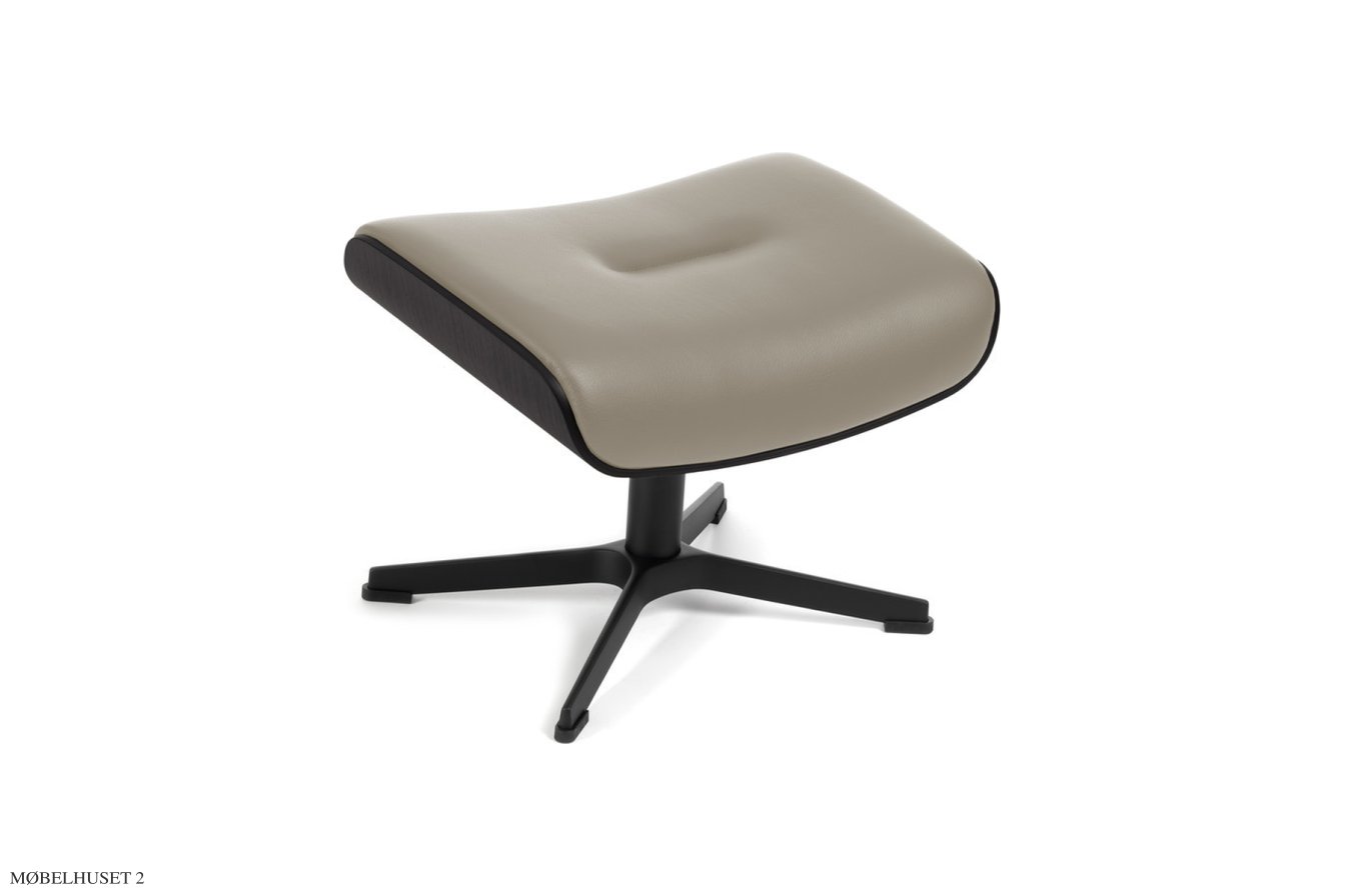 Timeout fodskammel, Eg sortbejdset, X-fod sort aluminium, L�der | Fantasy Dove 63 | Conform