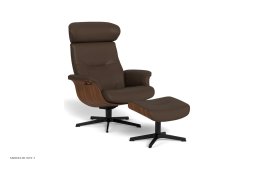 Timeout Large l�nestol, Valn�d, Drejefod sort aluminium, L�der | Sorrento Mocca 68 | Conform