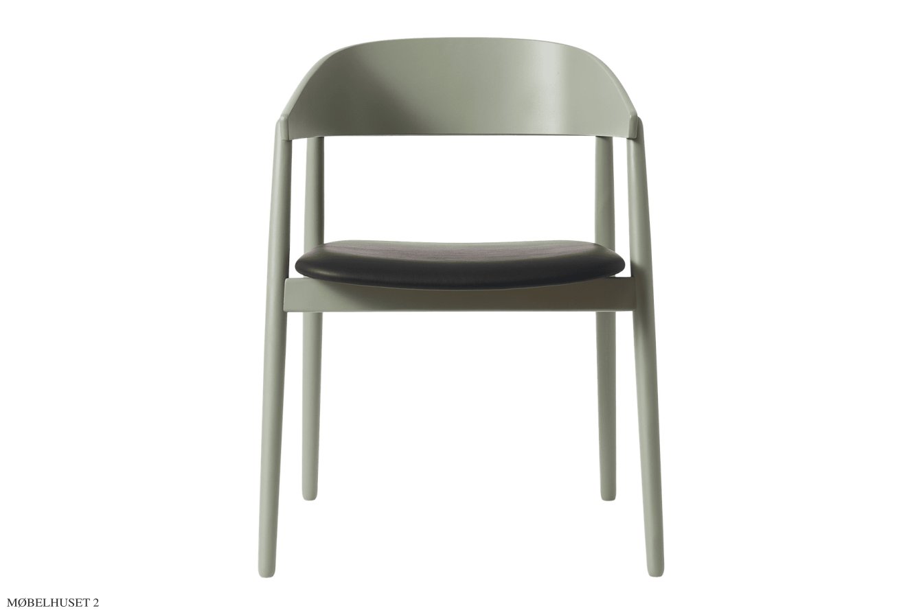 AC2 Stol b�g, Buche gr�n RAL7033, Leder schwarz | Andersen Furniture
