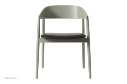 AC2 Stol b�g, Buche gr�n RAL7033, Leder schwarz | Andersen Furniture