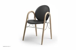 Arkade Chair, Eiche wei� ge�lt, Leder | Black, Chromgestell | Brdr. Kr�ger
