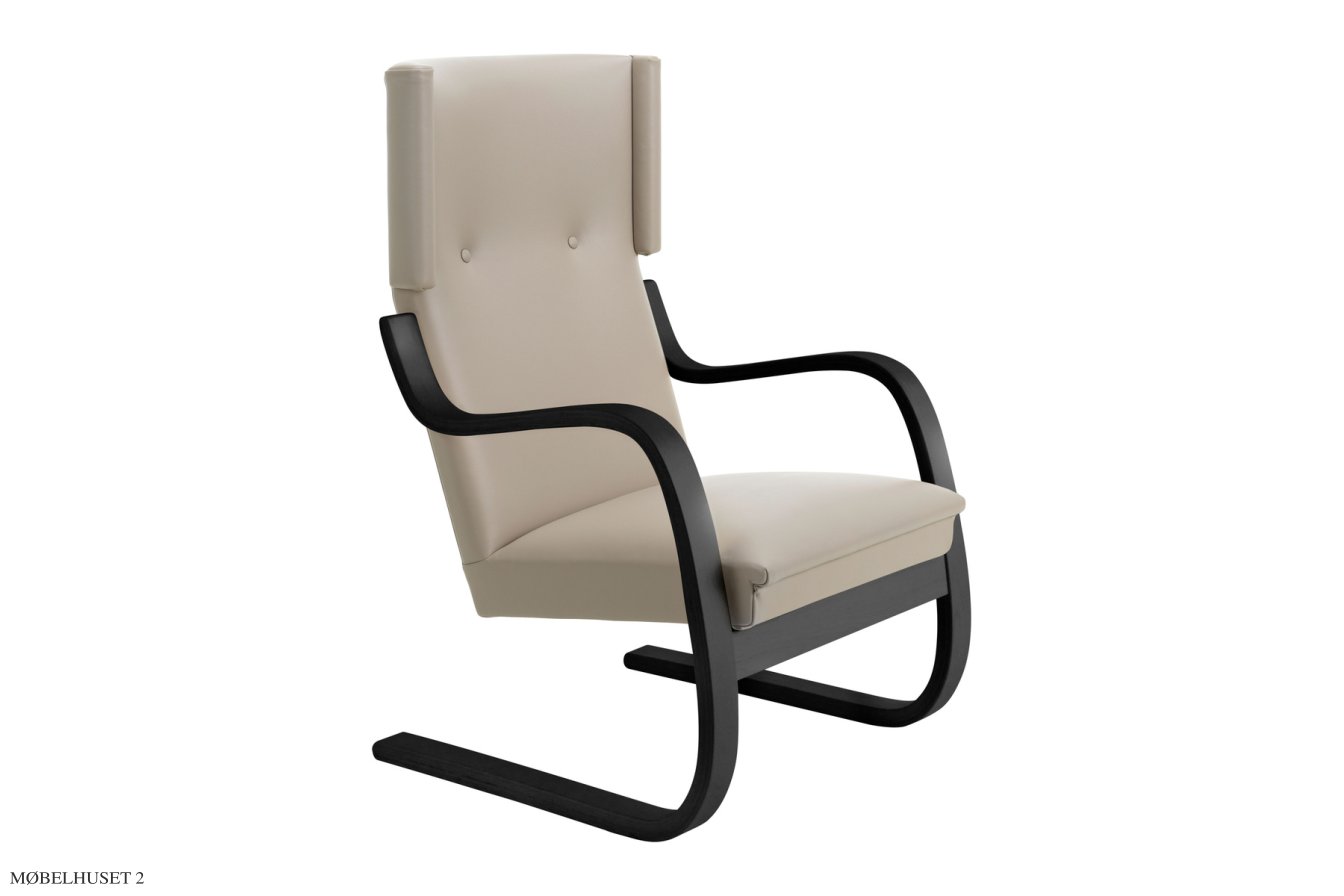 Armchair 401 Sessel, Schwarz lackiert | Prestige Leder beige | Artek