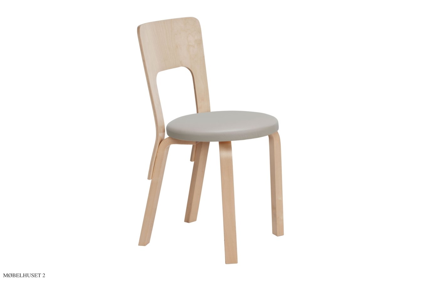 Chair 66 spisebordsstol, Birk/l�der Prestige beige | Artek