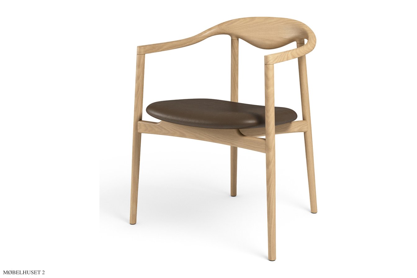 JARI Spisebordsstol, Eiche ge�lt, Leder | Cinnamon | Brdr. Kr�ger