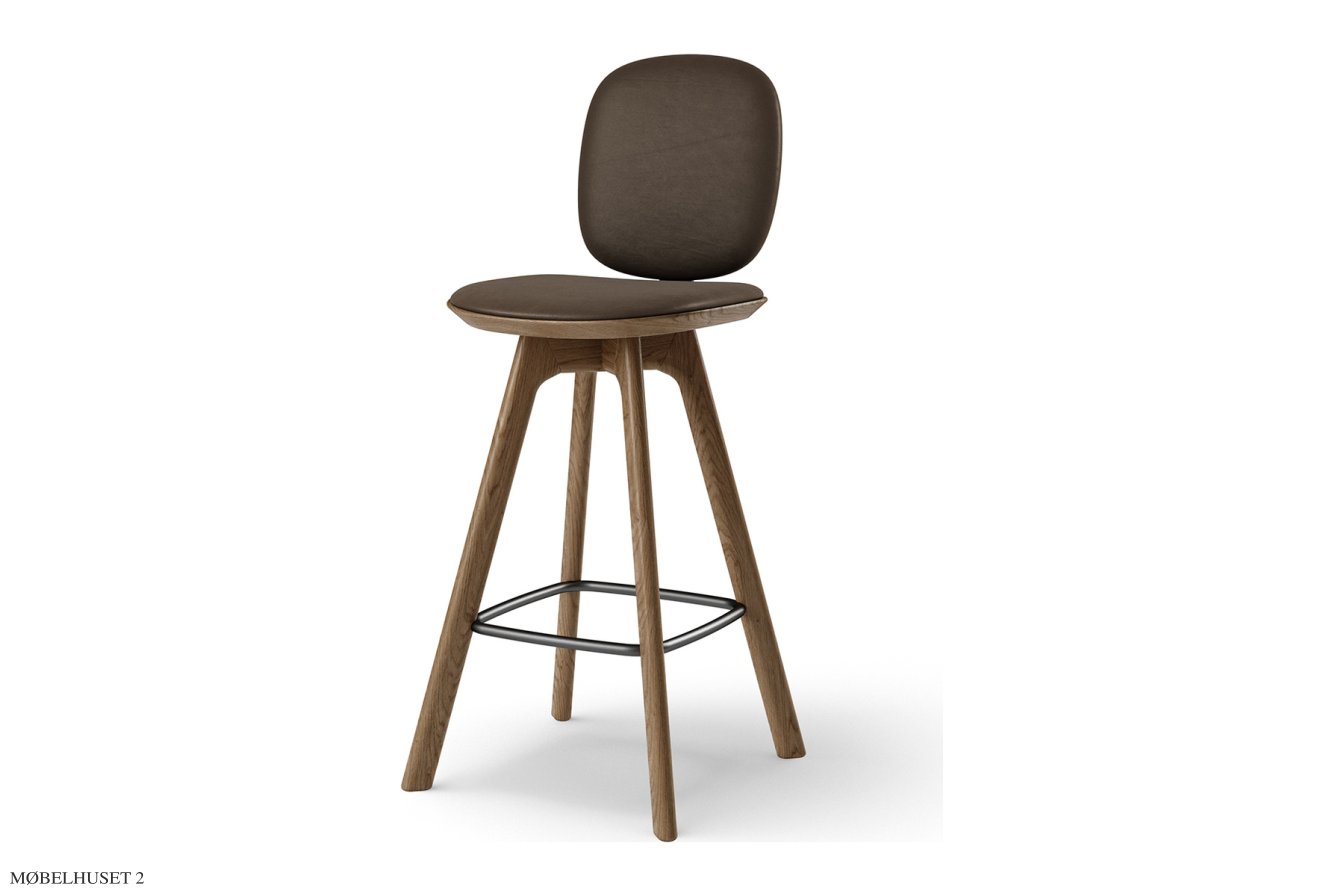 Pauline Comfort barstol, Thekenh�he 65 cm, Holzbeine, R�uchereiche ge�lt, Leder | Cinnamon | Brdr. Kr�ger
