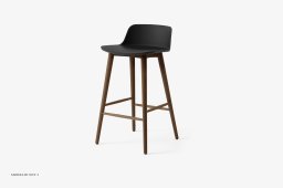Rely HW118 Thekenhocker mit Kunststoffschale, Walnuss lackiert, Black | &Tradition