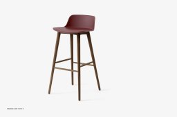 Rely HW123 Thekenhocker mit Kunststoffschale, Walnuss lackiert, Red Brown | &Tradition