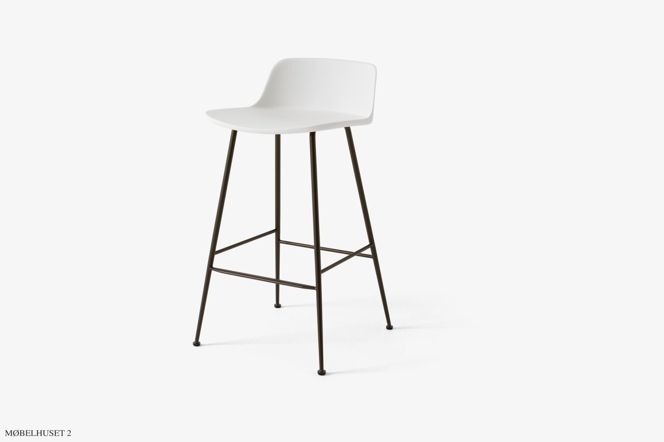 Rely HW81 Thekenhocker mit Kunststoffschale, Bronziert, White | &Tradition