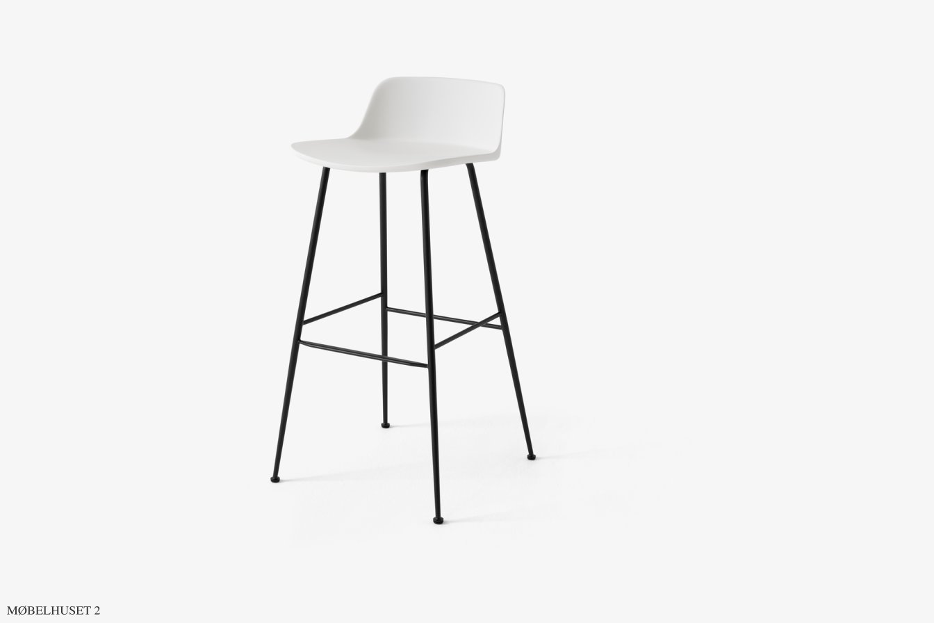 Rely HW86 Thekenhocker mit Kunststoffschale, Schwarz, White | &Tradition