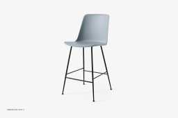 Rely HW91 Thekenhocker mit Kunststoffschale, Schwarz, Light Blue | &Tradition