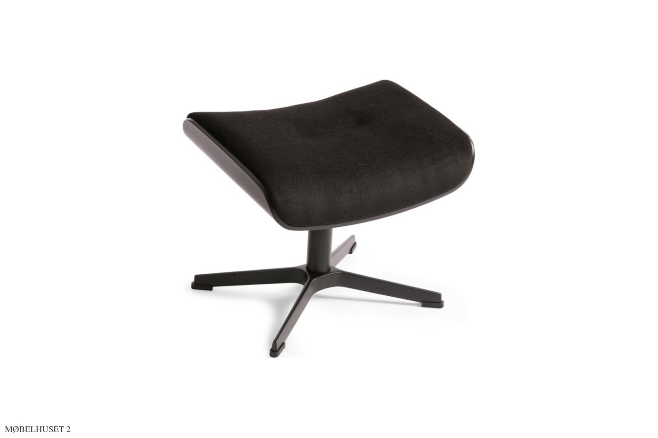 Timeout fodskammel, Eg sortbejdset, X-fod sort aluminium, Stof | Evita Black 44 | Conform