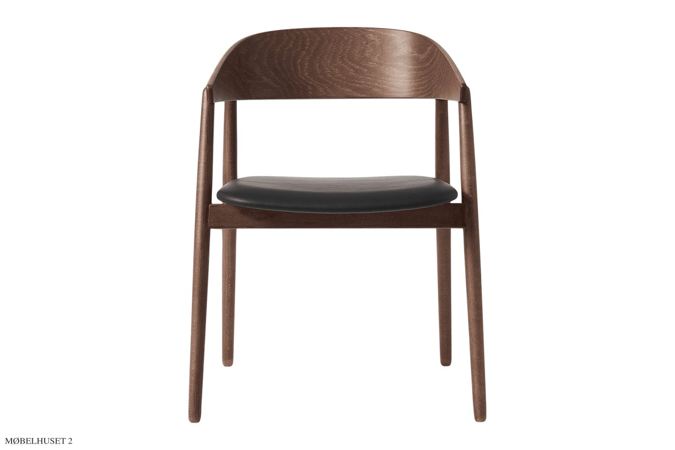 AC2 Stol b�g, Buche ger�uchert, Leder schwarz | Andersen Furniture