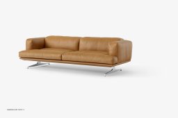 Inland AV23 Sofa, Poliertes Aluminium, Noble Anilinleder Cognac | &Tradition