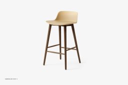 Rely HW118 Thekenhocker mit Kunststoffschale, Walnuss lackiert, Beige Sand | &Tradition