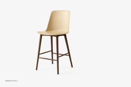 Rely HW128 Thekenhocker mit Kunststoffschale, Walnuss lackiert, Beige Sand | &Tradition