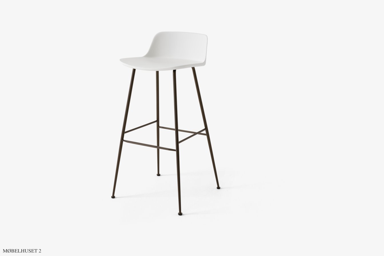 Rely HW86 Thekenhocker mit Kunststoffschale, Bronziert, White | &Tradition