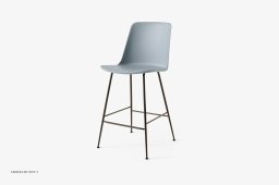 Rely HW91 Thekenhocker mit Kunststoffschale, Bronziert, Light Blue | &Tradition