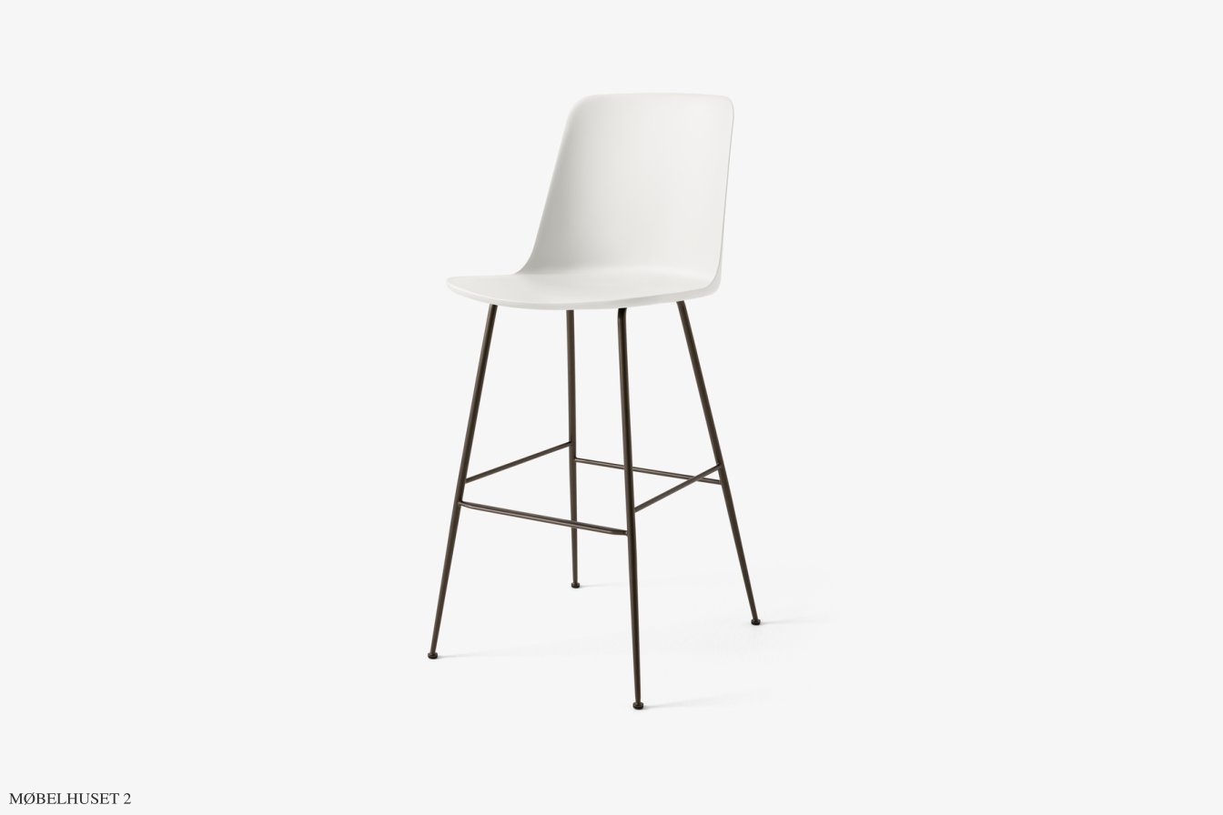 Rely HW96 Thekenhocker mit Kunststoffschale, Bronziert, White | &Tradition